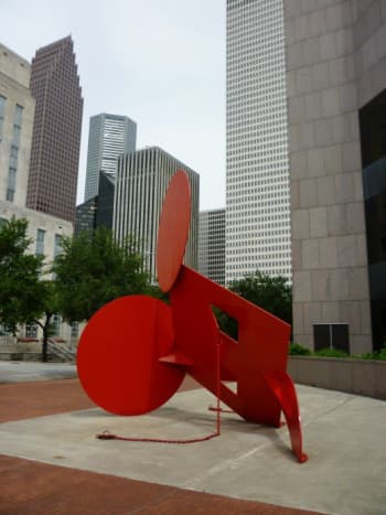 One view of the Geometric Mouse X sculpture by Claes Oldenburg 