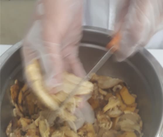 Chopping of Banana Peels