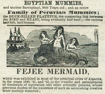 P.T.巴纳姆的《美人鱼》的广告;大约在1842年。