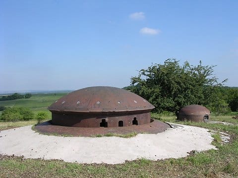 A mixed weapons turret today part of the Maginot Line near the German border with France.