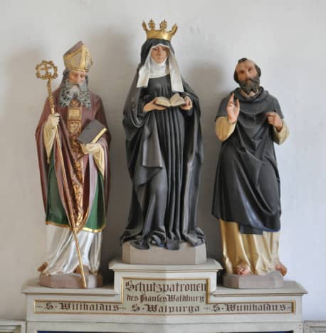 This altar with hand carved statues of the three siblings is from W&uuml;rtemburg, Germany.
