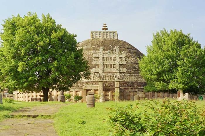 Buddhist stupa at Sanchi built during the Mauryan Empire