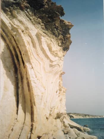 Amazing limestone at Petounda Point ,Cyprus! The formation consists of chalk that is slumped and contorted.