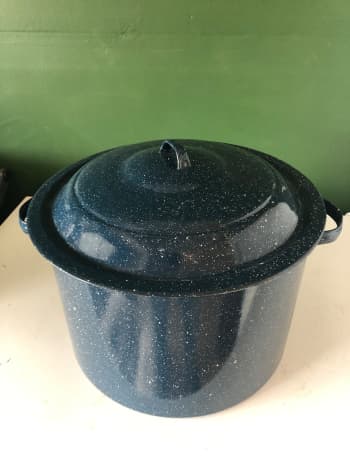 My wife brought this water-bath canner into our relationship 25 years ago. She prefers to use this method to can the salsa.