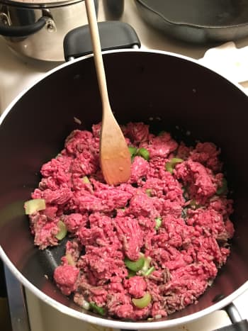 The ground beef didn't take very long to brown. Maybe 15 minutes at the most. 