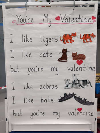 This is a poster I created for the lyrics to &quot;You're My Valentine,&quot; one of the songs on the Holiday Jazz Chants CD. What fun it was to sing these songs with my elementary school students! 