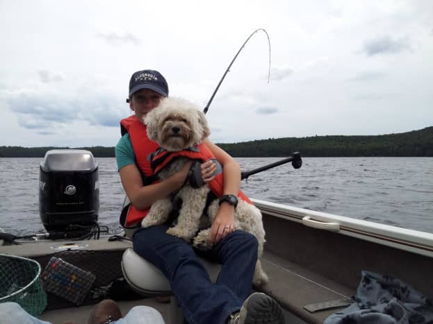 Give your dog time to get used to being out on the water before undertaking a long canoe trip. We took Rufus with us out in our fishing boat a couple of times to get him used to the water before introducing him to the canoe.