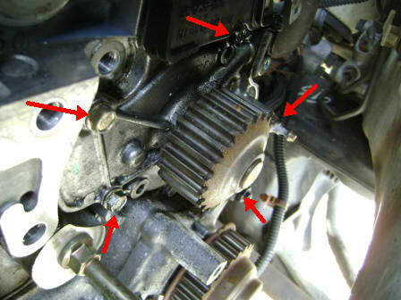 Water pump mounting bolt location.