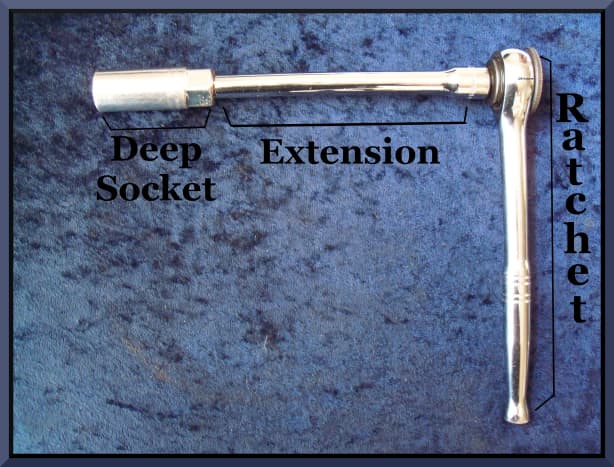 Socket wrench with extension.