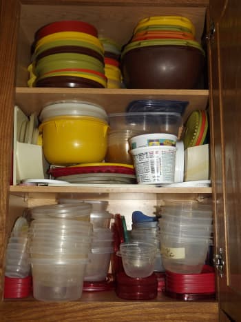My fiance's mom's storage containers. A few too many.