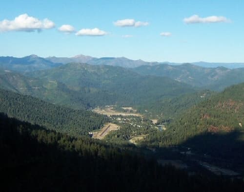 Happy Camp is a very small town in the center of the Klamath National Forest. This view of Happy Camp is from a logging road off Benjamin Creek Road.