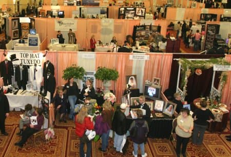 Above the action point of view of a bridal fair