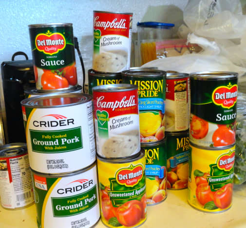 Canned food from this month's food distribution