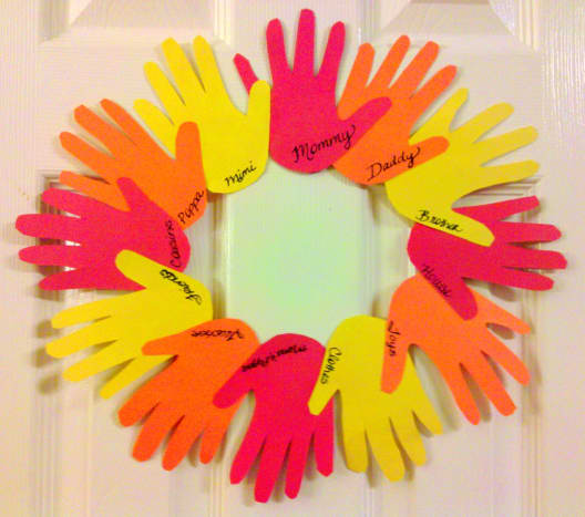 Our finished thankful hands wreath!