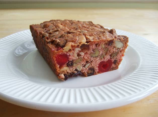 Most fruitcakes contain either dried or candied fruit, and some are prepared using liqueurs or other spirits so they can be stored without spoiling. 