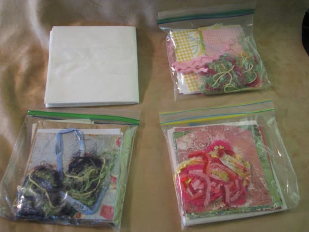 Paper bag scrapbook kits in bags