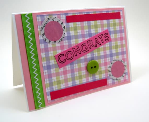 Layered with pink scrapbook paper.