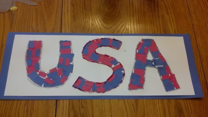 Our finished USA collage craft.