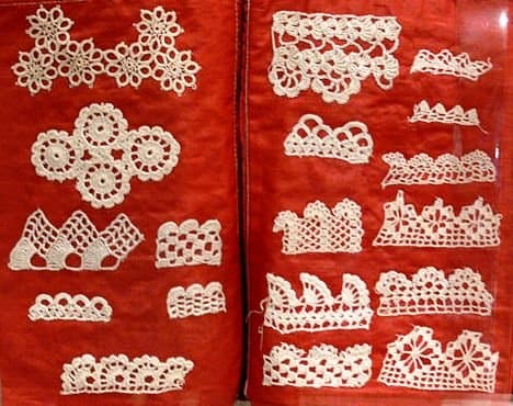 Tatted lace from the early 1900s. 1908-1917, The Women's Museum, Dallas, Texas (special exhibit Women &amp; Spirit: Catholic Sisters in America.