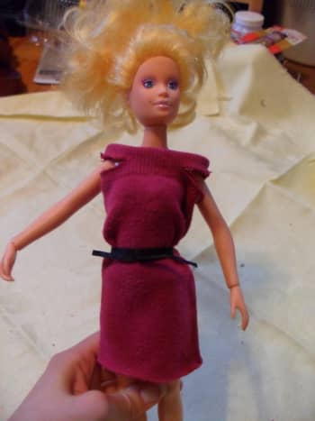 Barbie dressed in her sock dress!