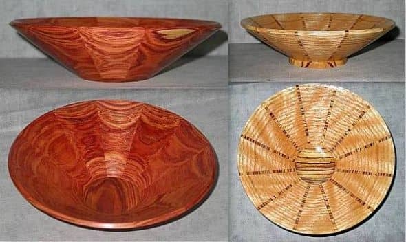 The bowl on the right is the one I built in this article. The bowl on the left is tulipwood.