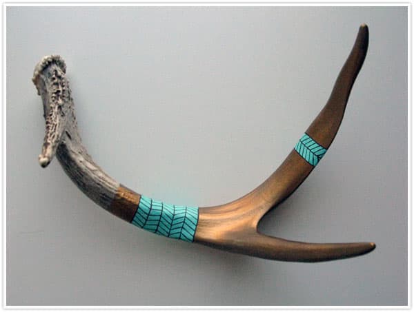 Turquoise is a popular color choice with painted antlers, as it emulates the Southwest's Native American jewelry.