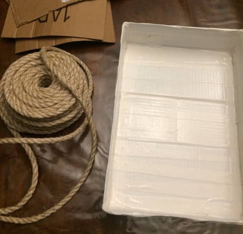 Sisal Rope and form I used, just an old cardboard box. 