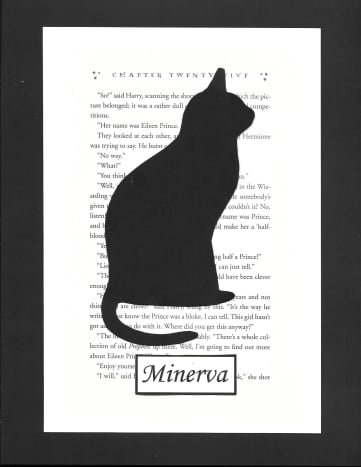 This is one of the simpler shapes to cut: a cat in honor of Minerva McGonagall.