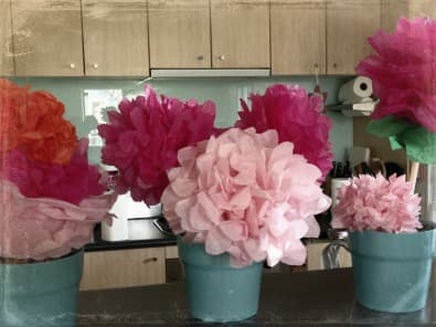 Tissue paper flower pots