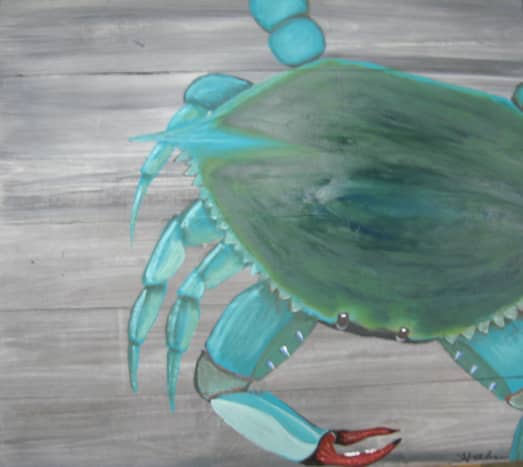 Giant blue crab on wood