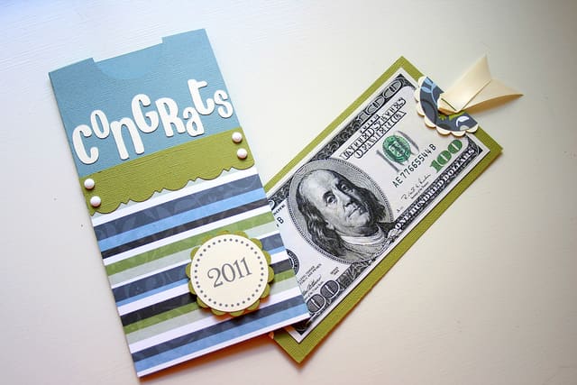 This card design has a perfect hiding spot for a check.