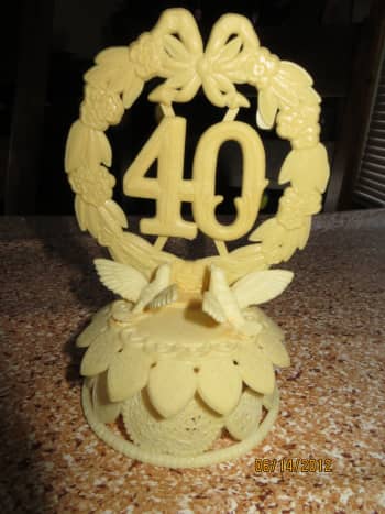My in-laws 40th Anniversary cake topper given to us for our 40th!