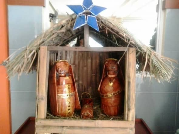 Nativity from used newspaper