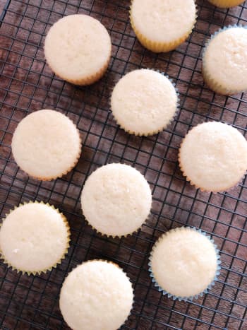 After baking, place your cupcakes on a wire cooling rack.