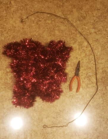 Materials needed for festive garland wreath
