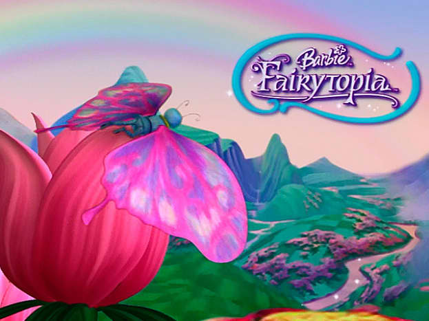 Fairytopia title screen, showing the magical landscape.