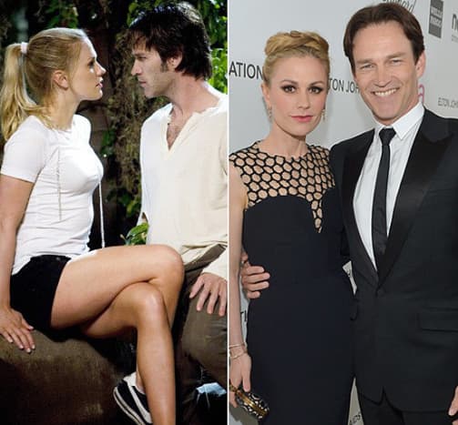 Real-life couple Anna Paquin (Sookie) and husband Stephen Moyer (Bill). 