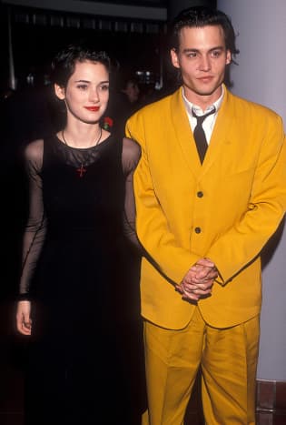 Johnny Depp and then-girlfriend Winona Ryder at the premiere of 1990's Cry-Baby. 