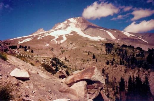 Mount Hood as seen from Timberline Lodge in August 