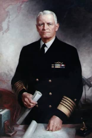 Fleet Admiral Chester W. Nimitz, USN Oil on canvas, 46.5&quot; x 30&quot;, by Adrian Lamb, 1960.