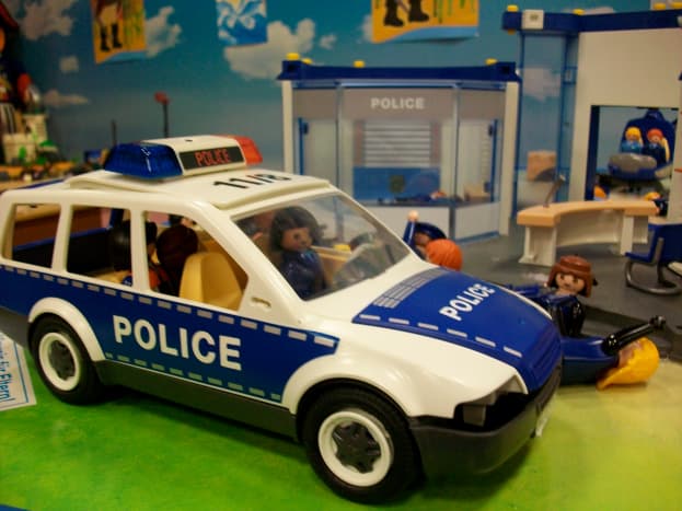 My son wanted to play with the police cars...
