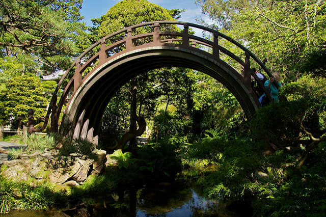 The high-arched Moon Bridge is a fun and challenging climb.