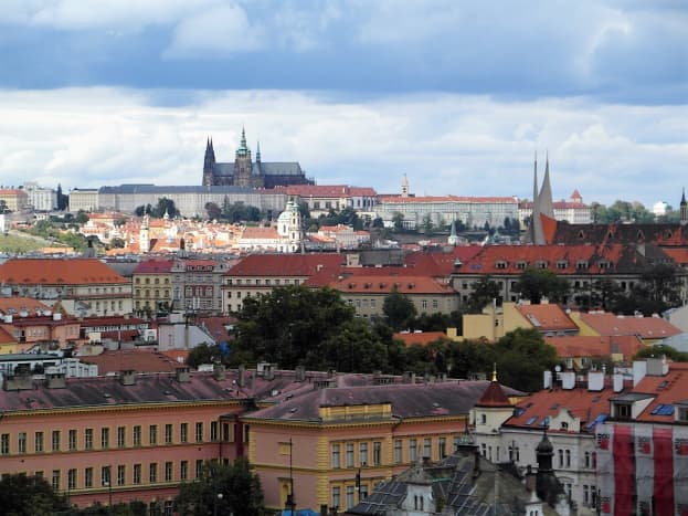 The view from Vysehrad towards Prague Castle.