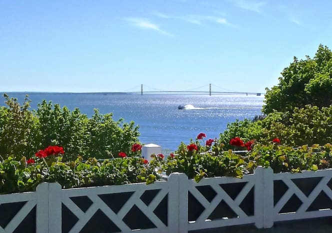 View from West Porch at the Grand Hotel on Mackinac Island, Michigan