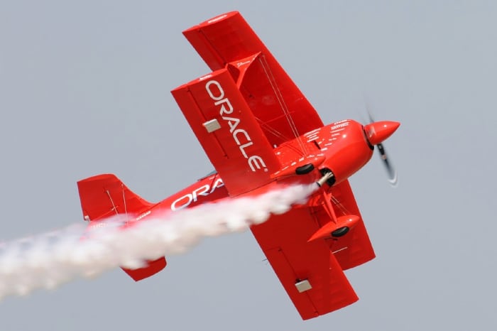 Sean D. Tucker and the Oracle Challenger Plane at EAA's AirVenture in Oshkosh, Wisconsin