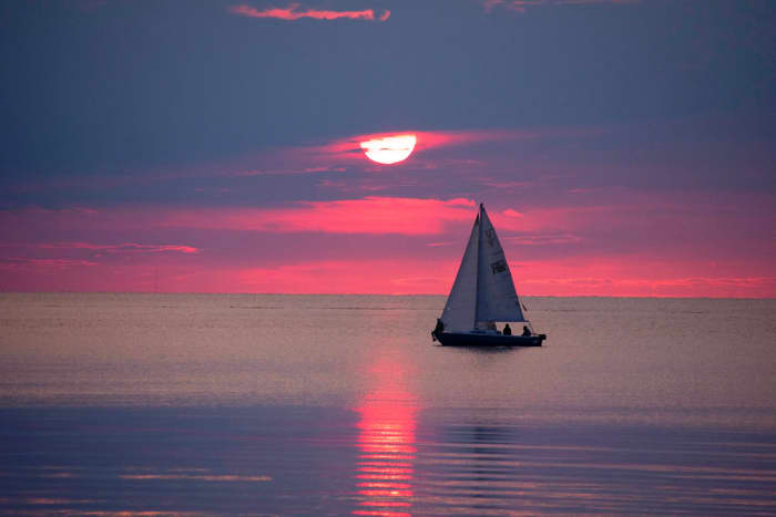 Sailboat at sunset in Sister Bay, Wisconsin - Door County