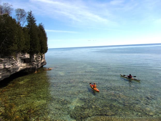 Kayaking at Cave Point Park in Door County, Wisconsin