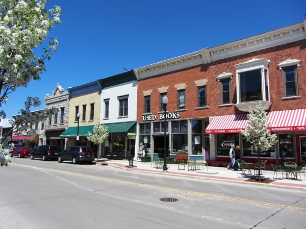 Shops along Third Avenue in Downtown Sturgeon Bay, Wisconsin