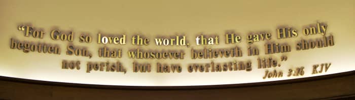 John 3:16 on the wall at the Focus on the Family Visitor Center