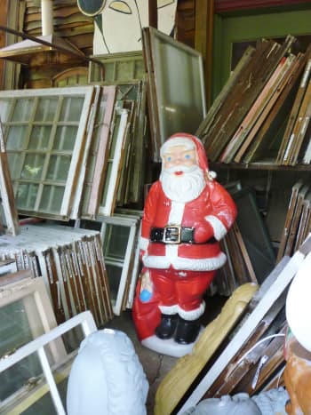 Windows and Santa in August Antique Store